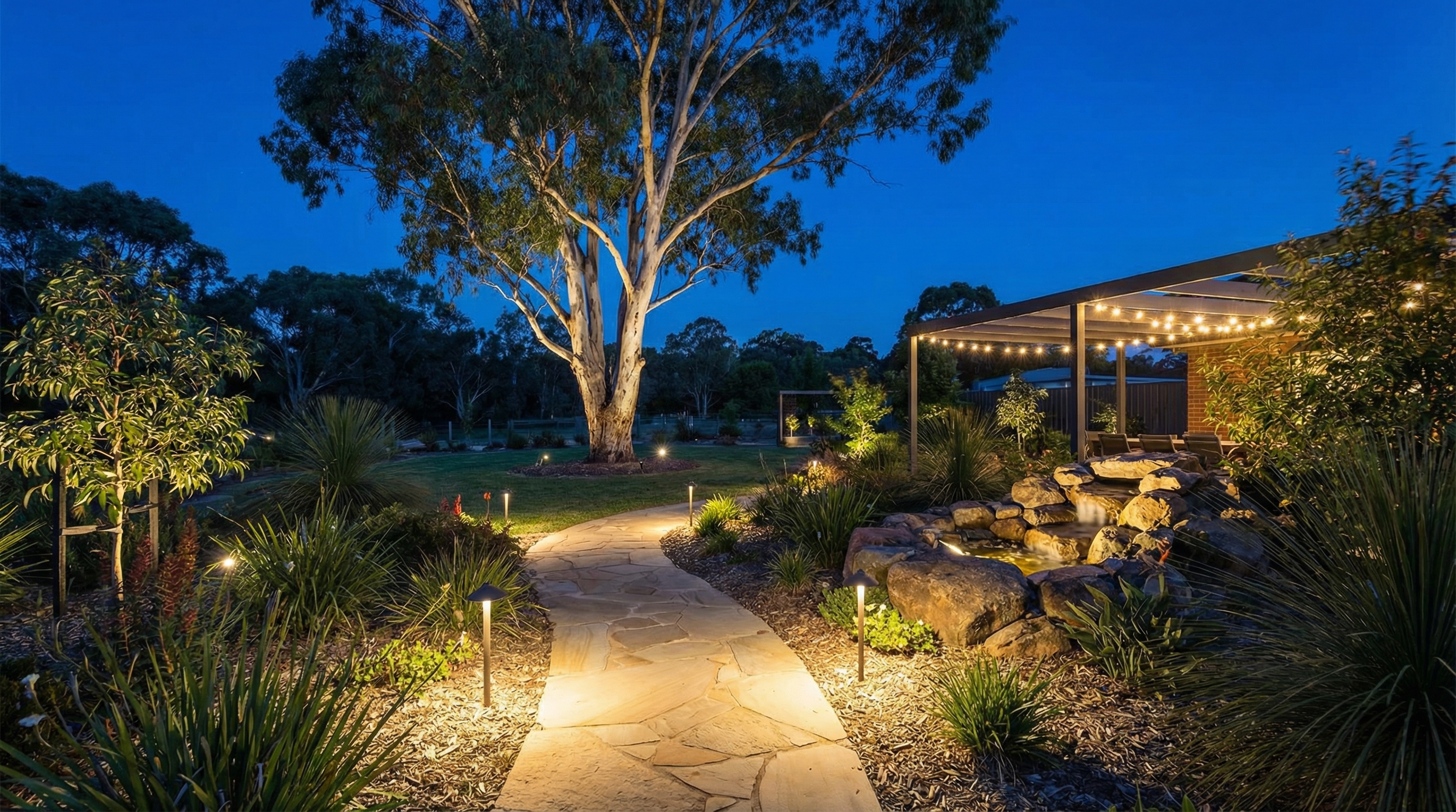 Green Coast Landscaping garden path lighting and feature lighting installation in Freshwater