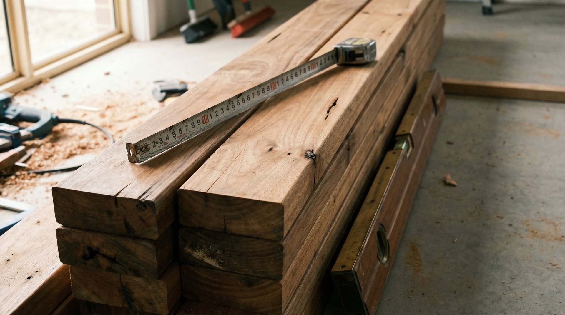 Solid Constructions premium timber materials and professional tools demonstrating quality standards